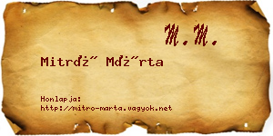 Mitró Márta névjegykártya