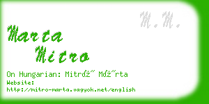 marta mitro business card